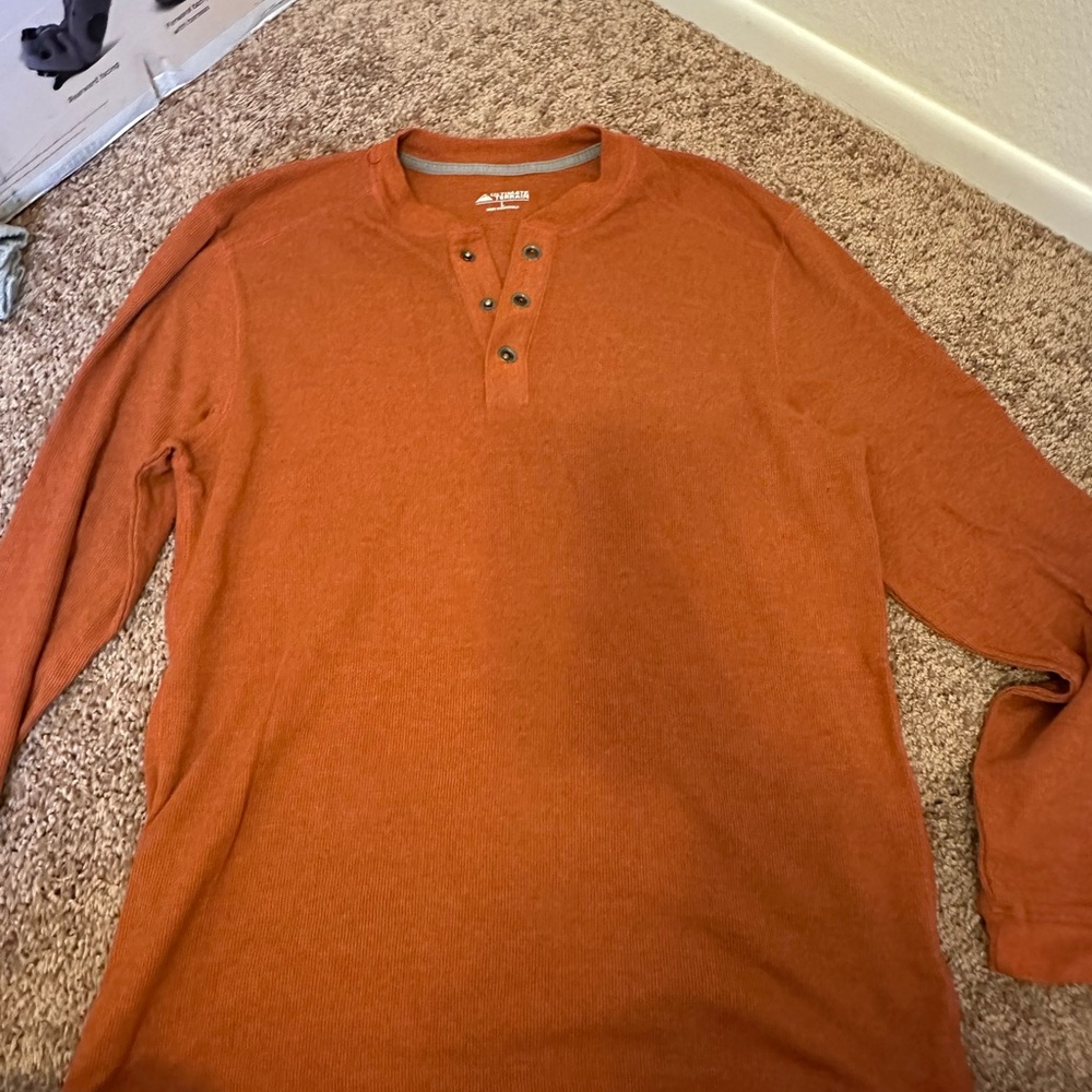 Men's Burnt Orange Long Sleeve Henley